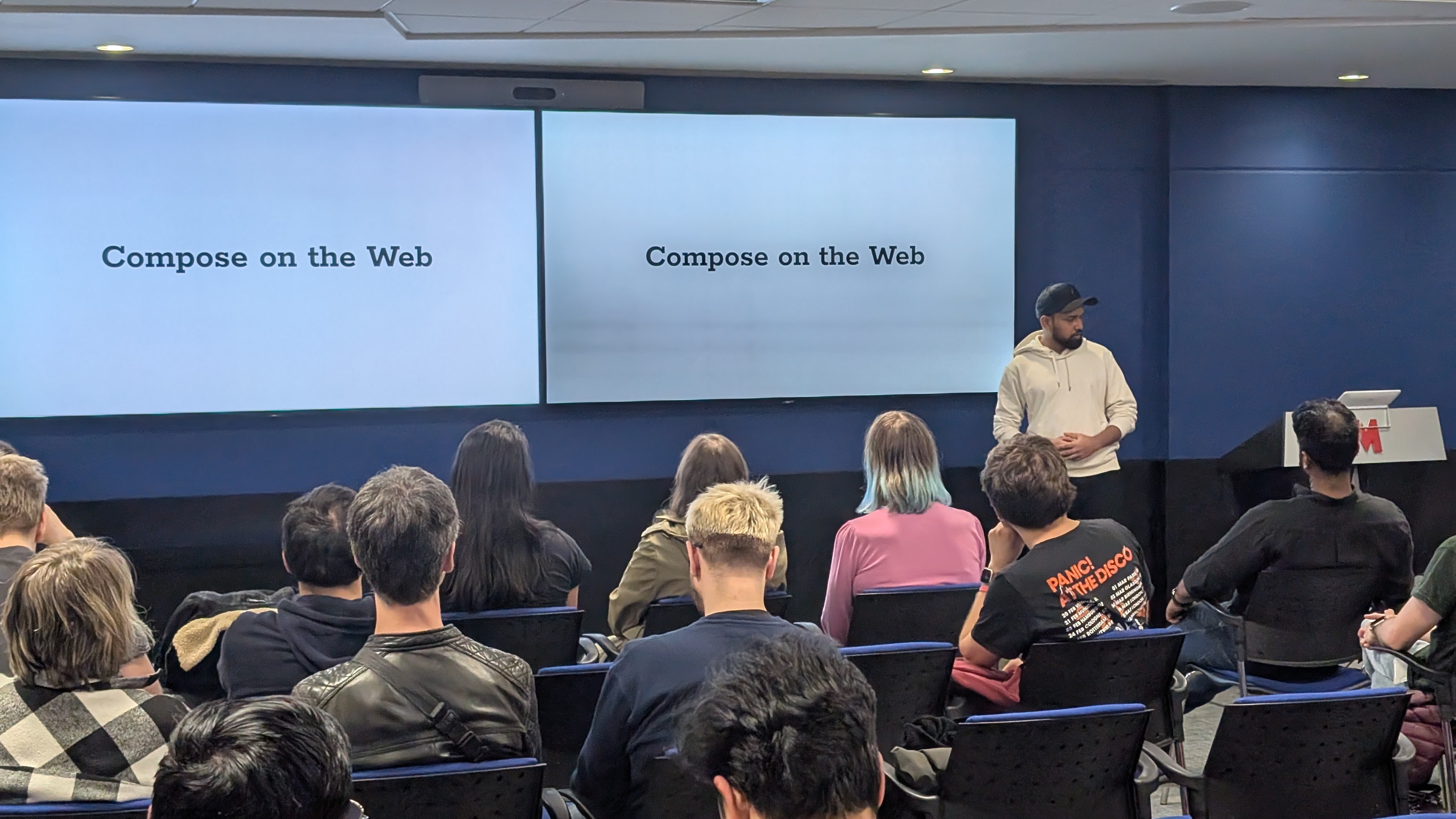 Akram Hussain presenting at Londroid