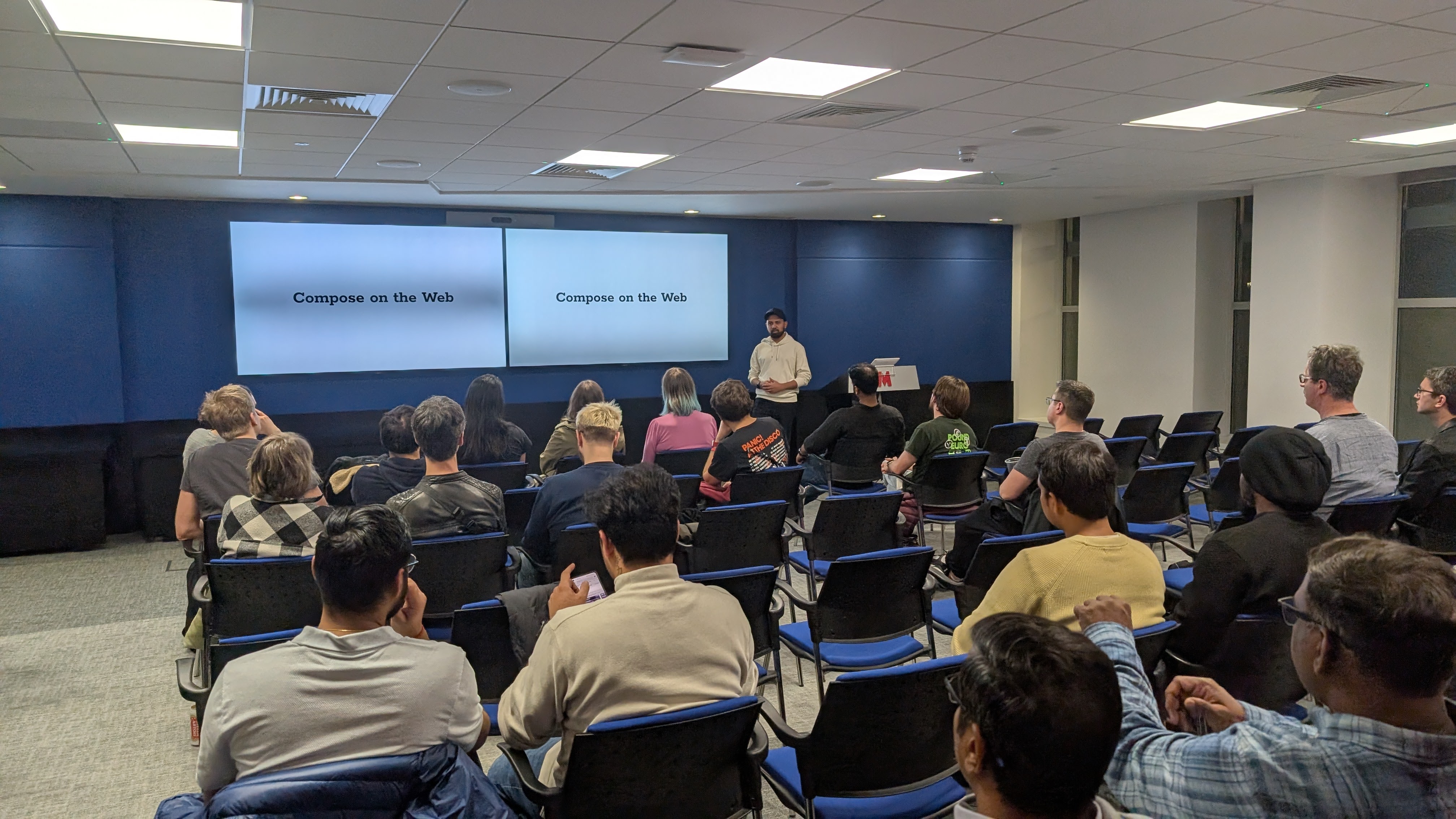 Akram Hussain presenting at Londroid